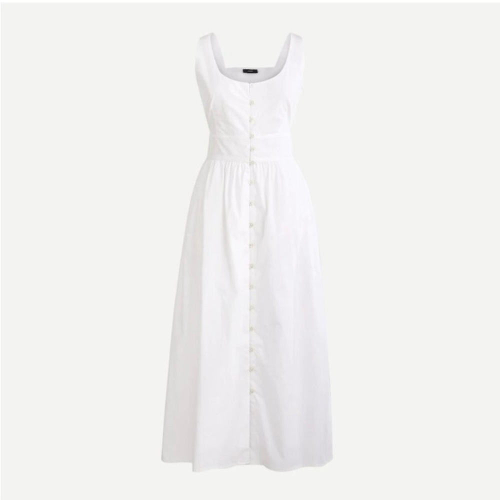 NWT J Crew Button Front Poplin Midi Dress